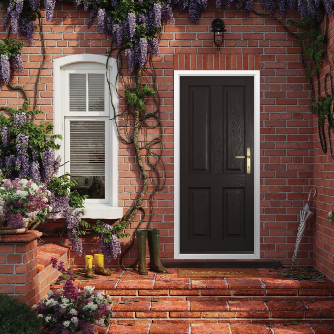 Solidor Tenby Solid Composite Traditional Door In Schwarz Braun Image