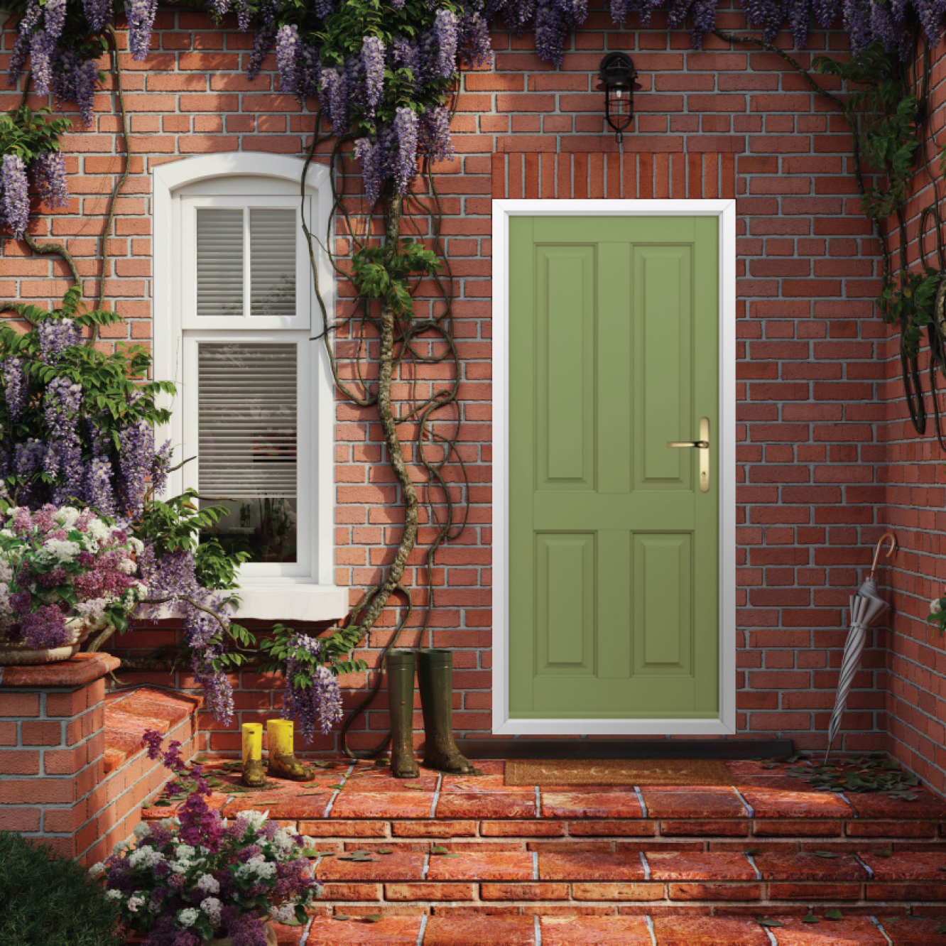 Solidor Ludlow Solid Composite Traditional Door In Forest Green Image