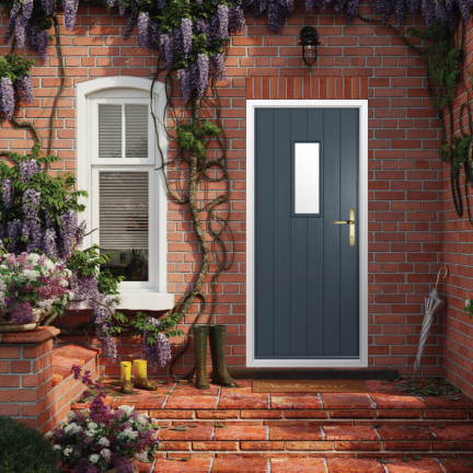 Solidor Flint 2 Composite Traditional Door In Anthracite Grey