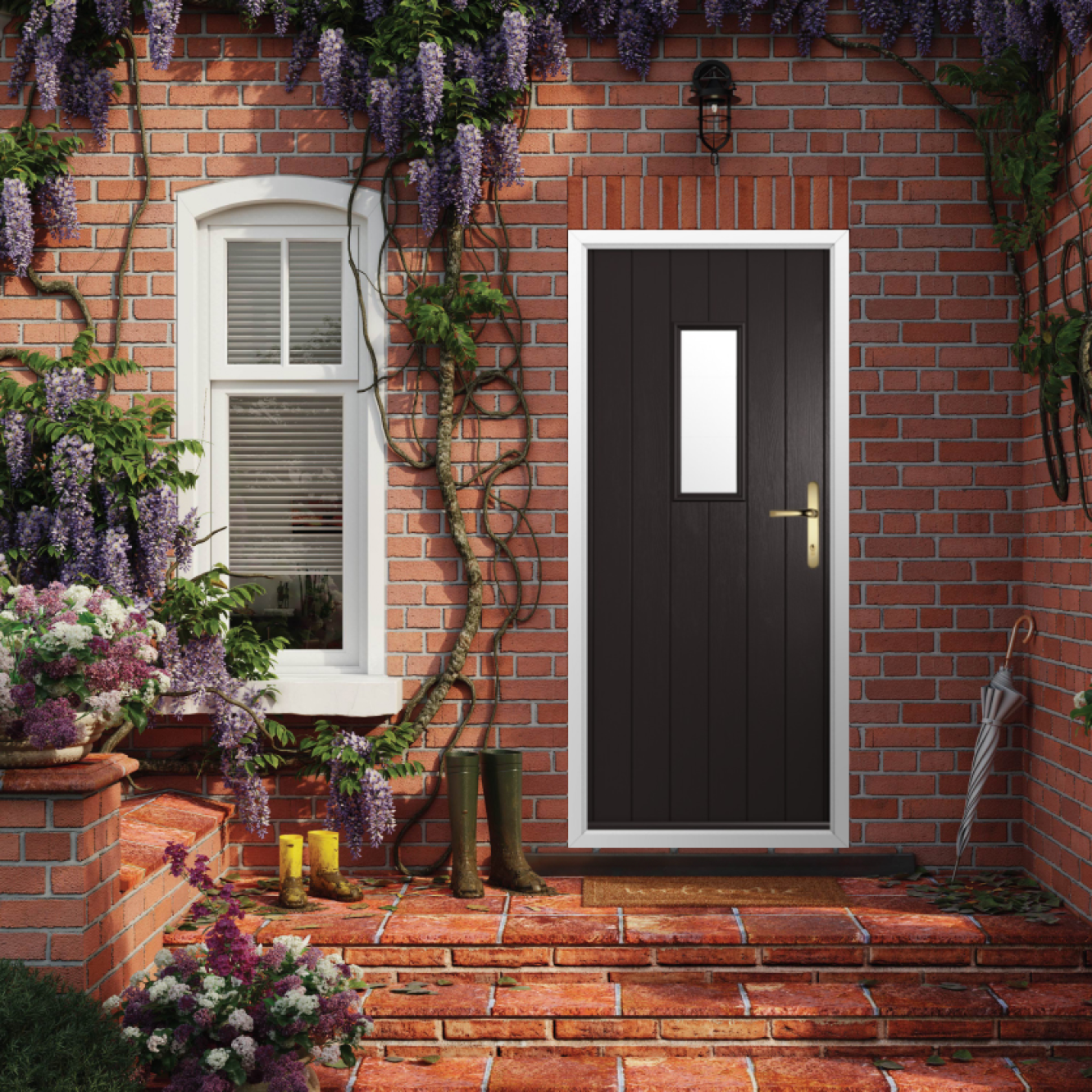 Solidor Rimini Composite Contemporary Door In Schwarz Braun Image