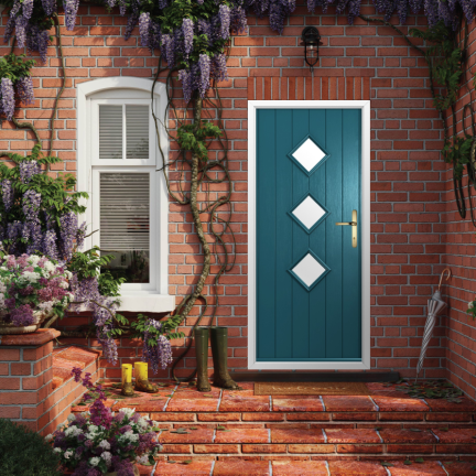 Solidor Flint 3 Composite Traditional Door In Peacock Blue