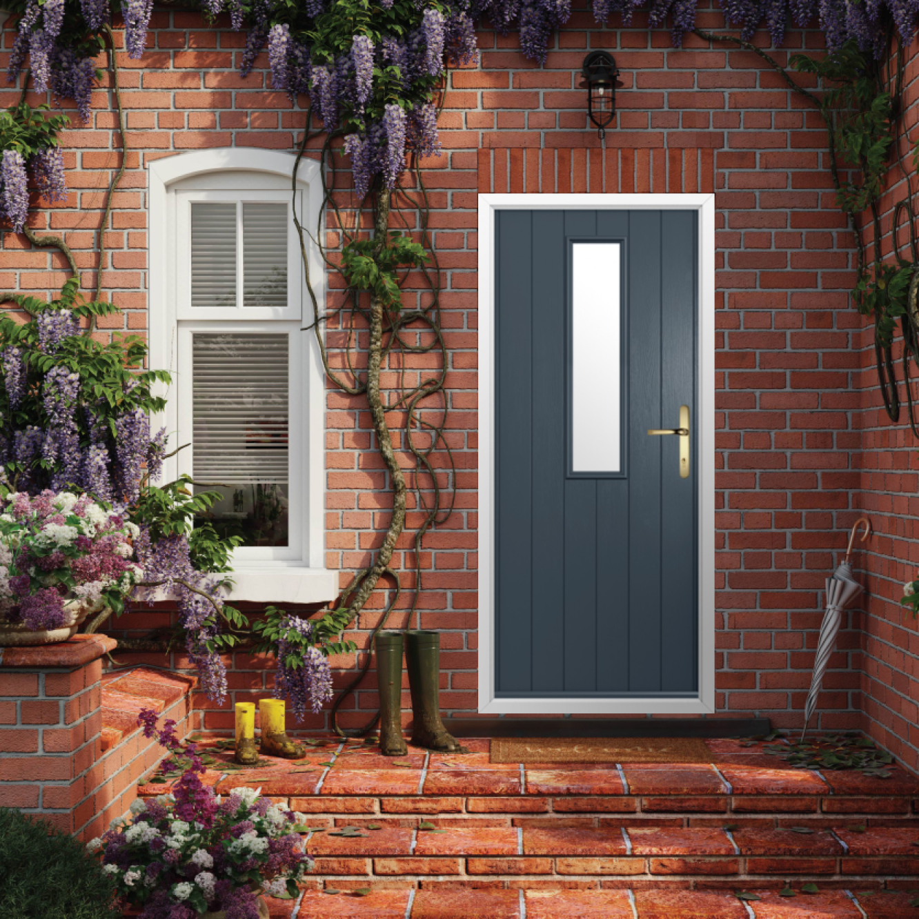 Solidor Flint 4 Composite Traditional Door In Anthracite Grey Image