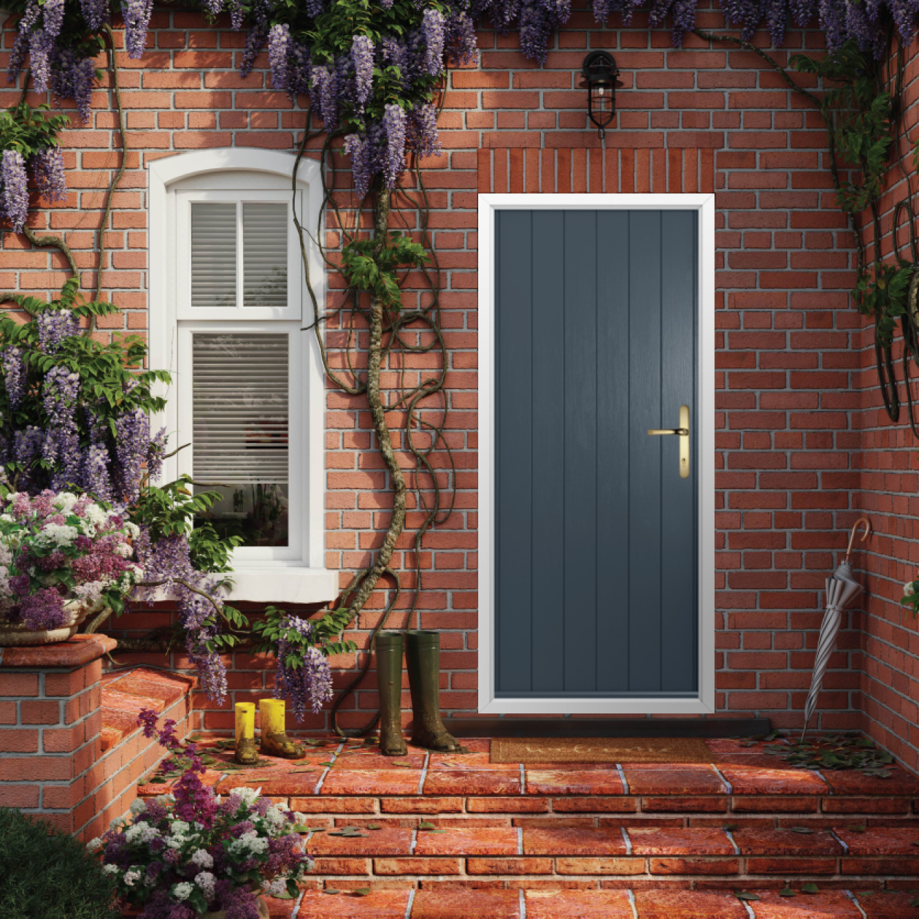 Solidor Flint Solid Composite Traditional Door In Anthracite Grey Image