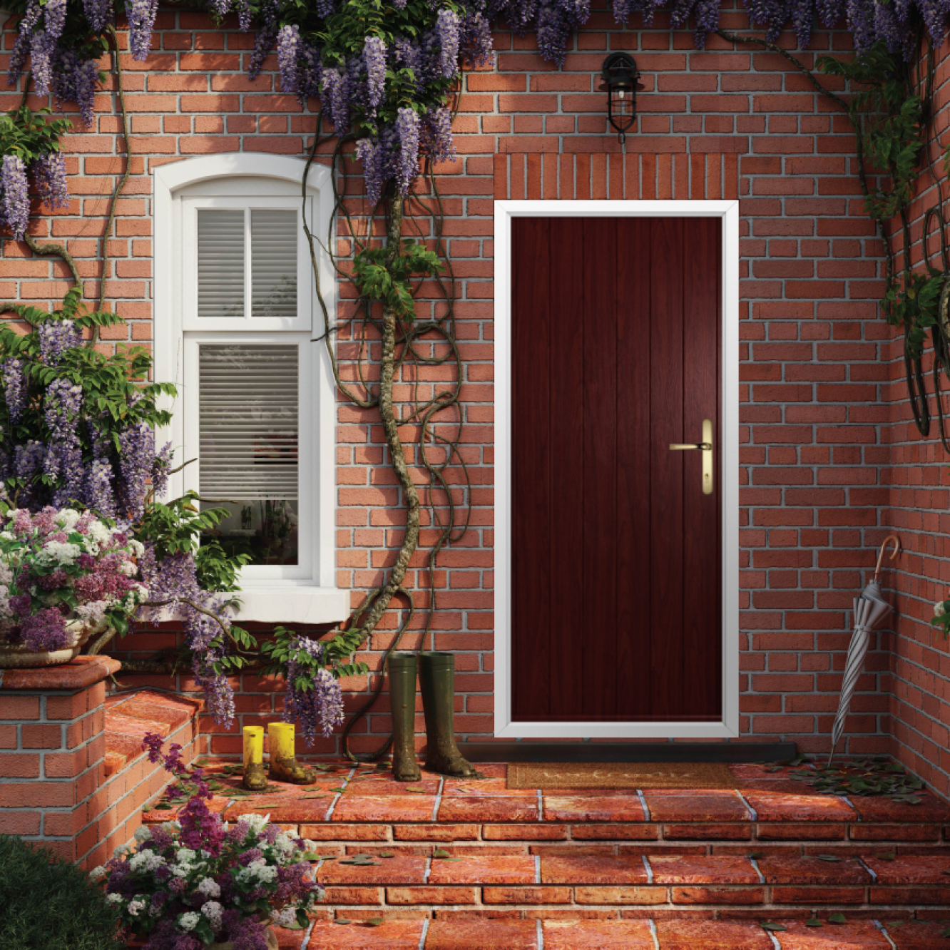 Solidor Flint Solid Composite Traditional Door In Rosewood Image