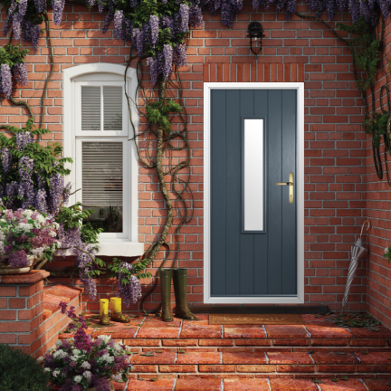 Solidor Flint 5 Composite Traditional Door In Anthracite Grey