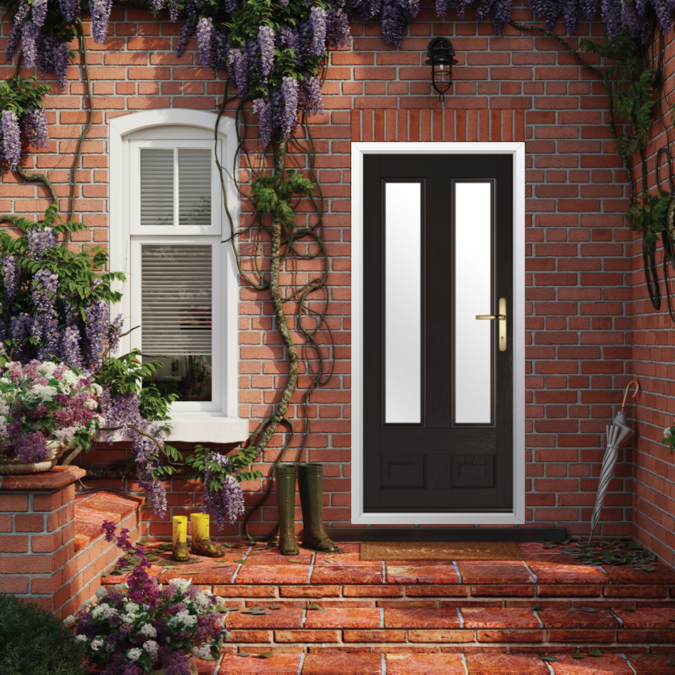 Solidor Edinburgh 2 Composite Traditional Door In Schwarz Braun Image