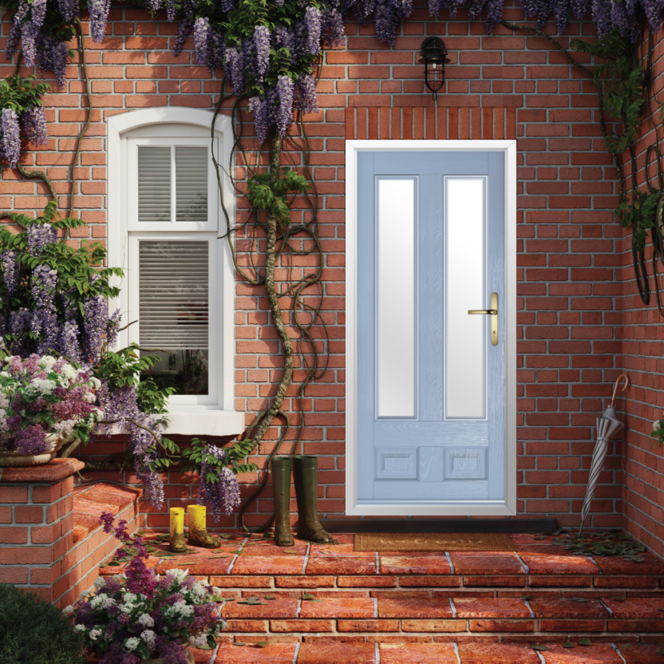 Solidor Edinburgh 2 Composite Traditional Door In Duck Egg Blue Image