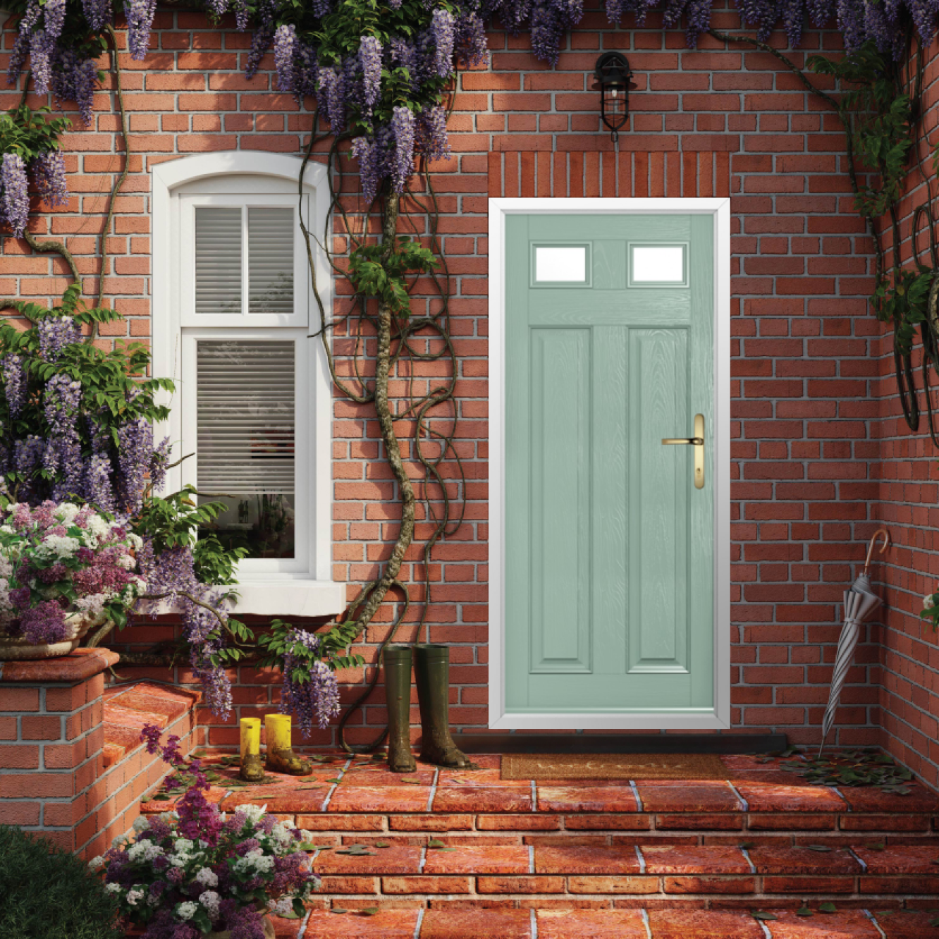 Solidor Berkley 2 Composite Traditional Door In Chartwell Green Image