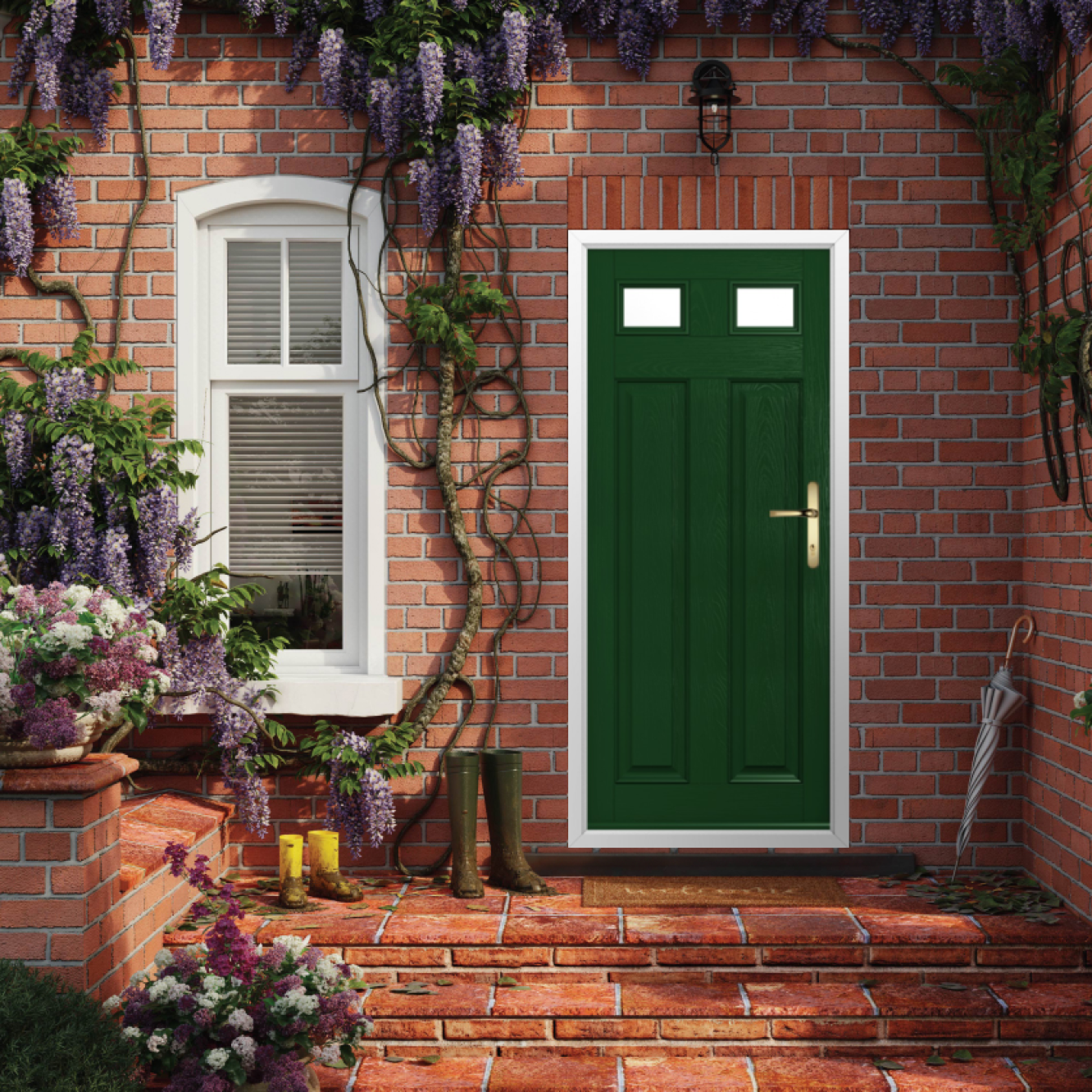 Solidor Berkley 2 Composite Traditional Door In Green Image
