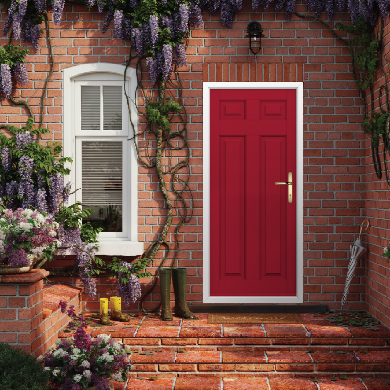 Solidor Berkley Solid Composite Traditional Door In Ruby Red Image