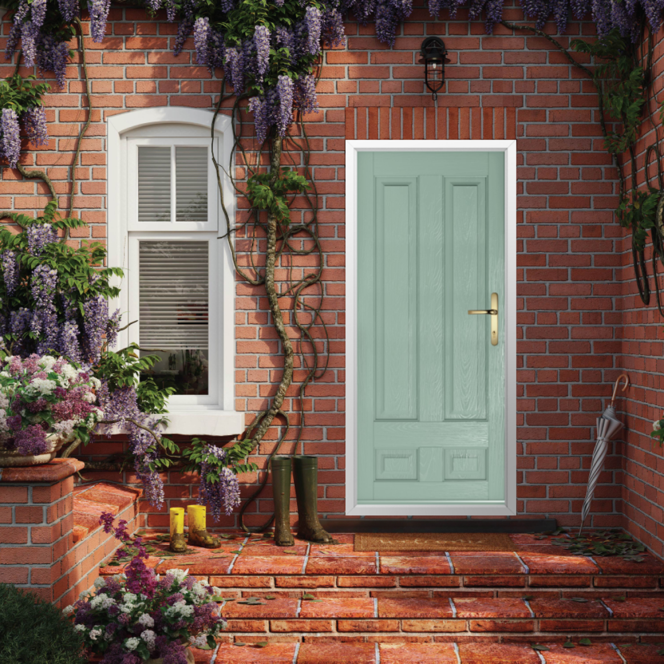 Solidor Edinburgh Solid Composite Traditional Door In Chartwell Green Image