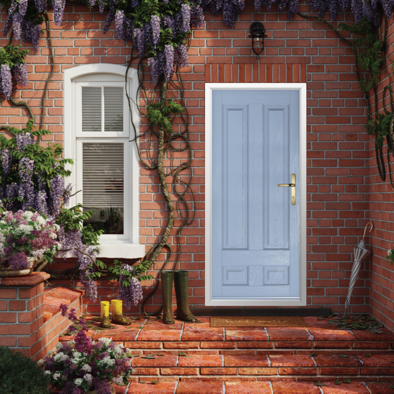 Solidor Edinburgh Solid Composite Traditional Door In Duck Egg Blue Image