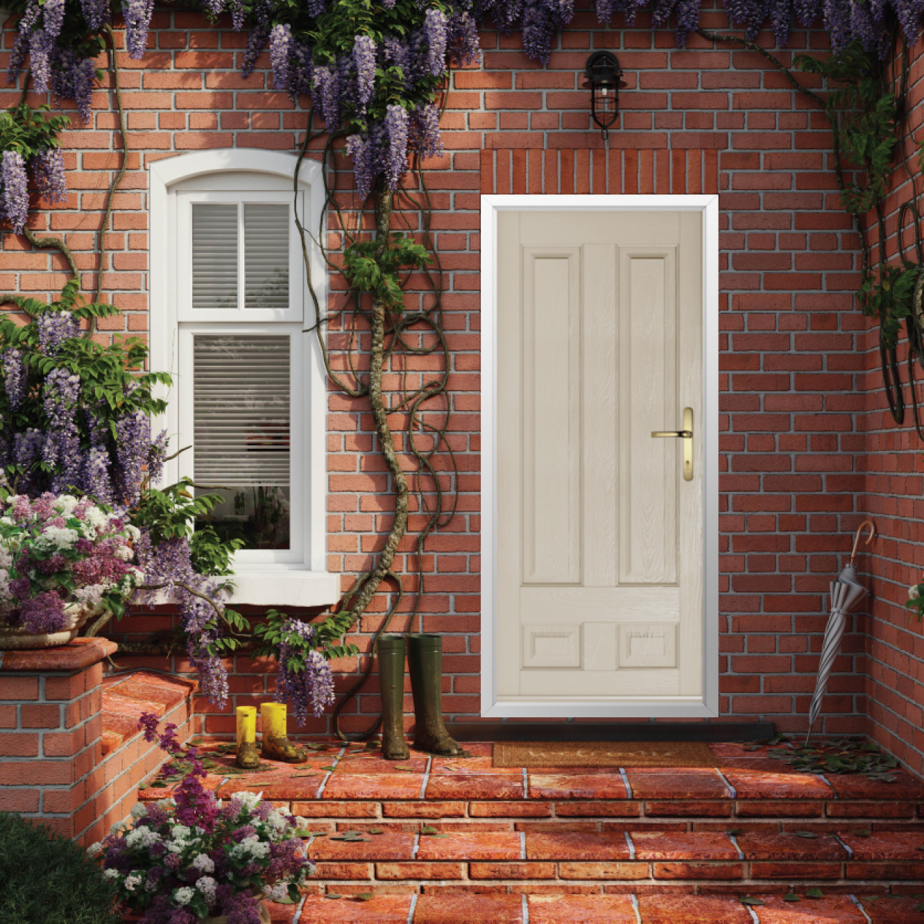 Solidor Edinburgh Solid Composite Traditional Door In Cream Image