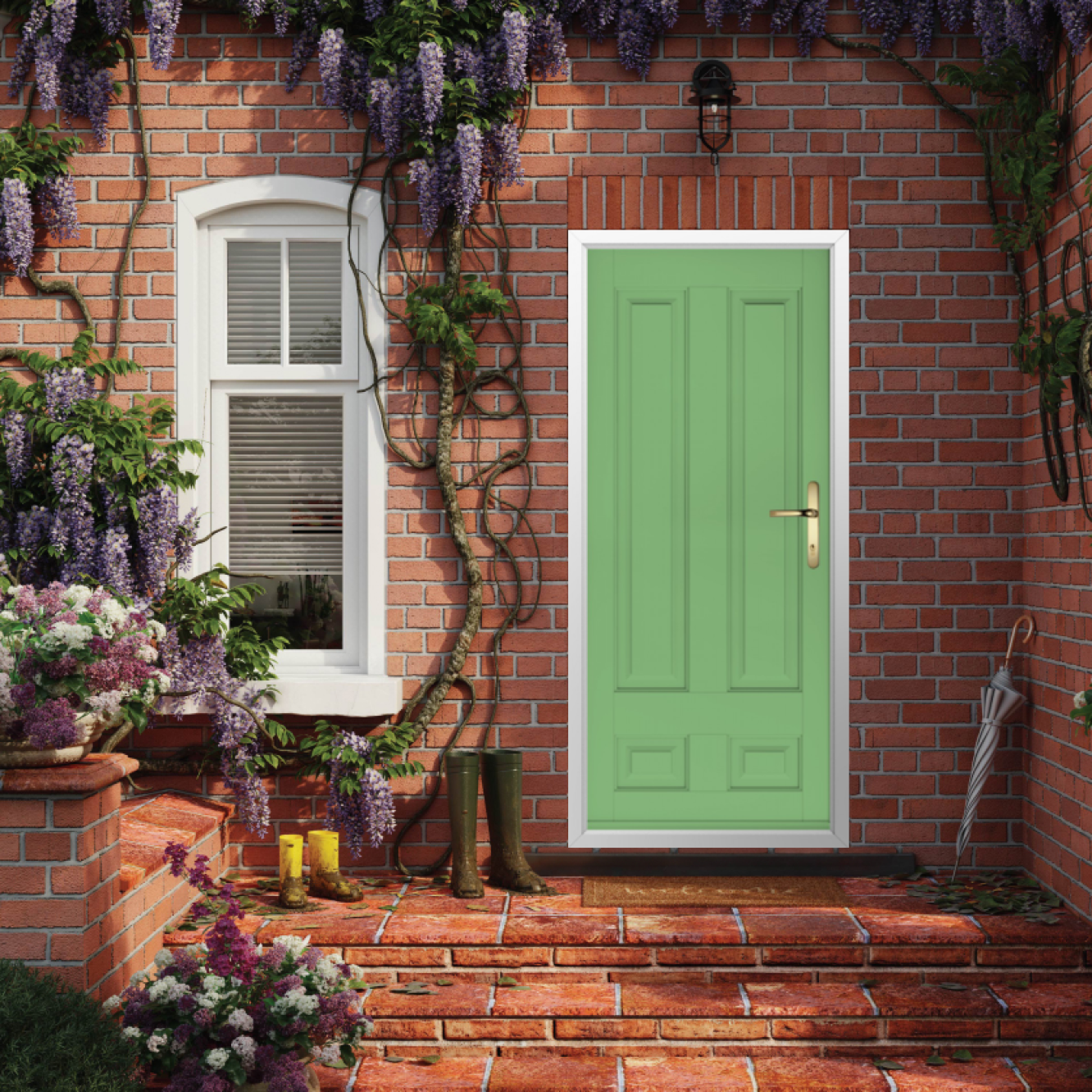Solidor Edinburgh Solid Composite Traditional Door In Pistachio Green Image