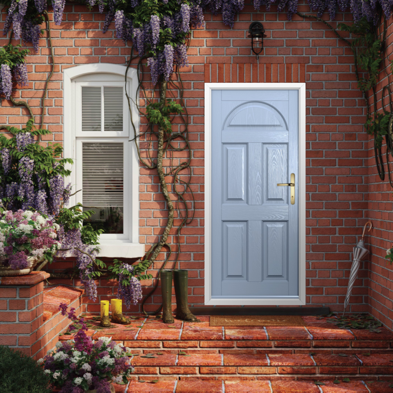 Solidor Conway Solid Composite Traditional Door In Duck Egg Blue Image