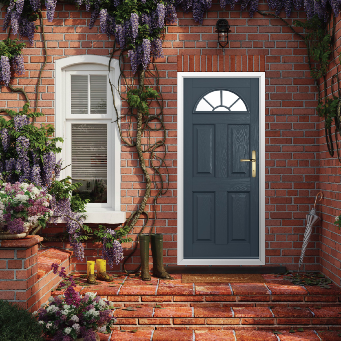 Solidor Conway 1 GB Composite Traditional Door In Anthracite Grey Image