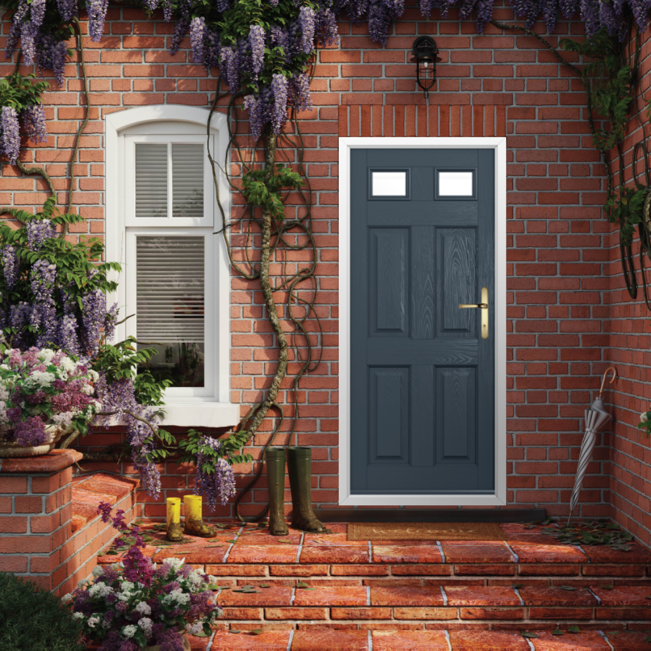 Solidor Tenby 2 Composite Traditional Door In Anthracite Grey Image