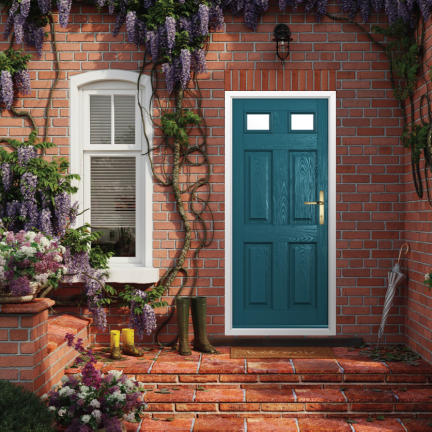 Solidor Tenby 2 Composite Traditional Door In Peacock Blue