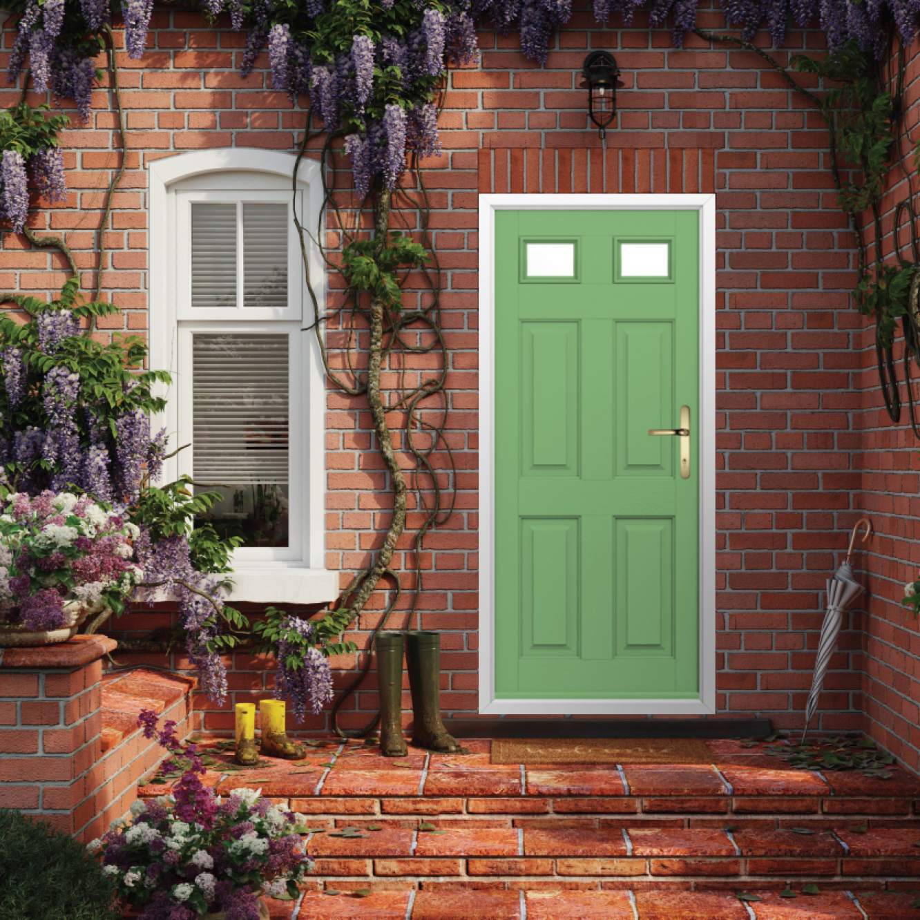 Solidor Tenby 2 Composite Traditional Door In Pistachio Green Image