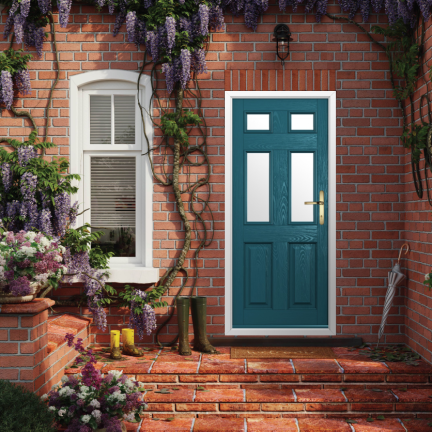 Solidor Tenby 4 Composite Traditional Door In Peacock Blue