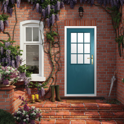 Solidor Flint Beeston GB Composite Traditional Door In Peacock Blue