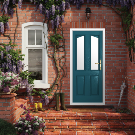 Solidor Harlech 2 Composite Traditional Door In Peacock Blue