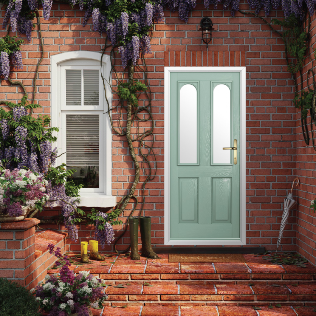 Solidor Nottingham 2 Composite Traditional Door In Chartwell Green Image