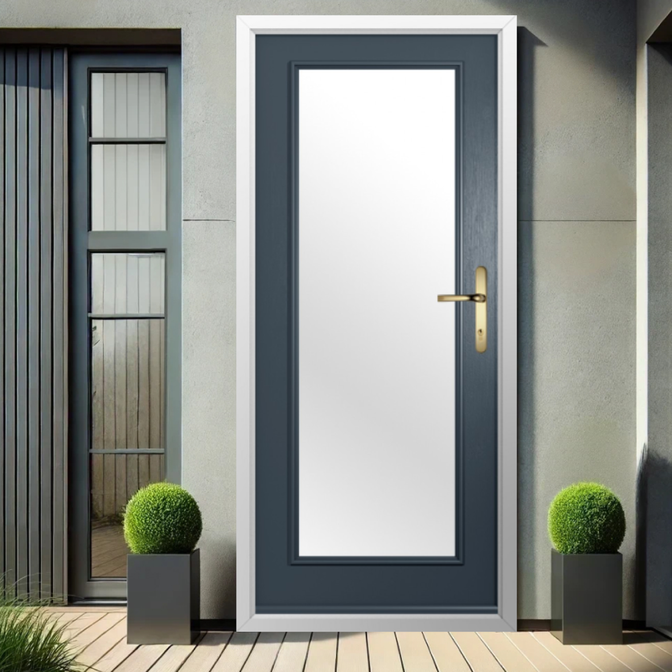 Solidor Palermo Full Glazed Composite Contemporary Door In Anthracite Grey Image
