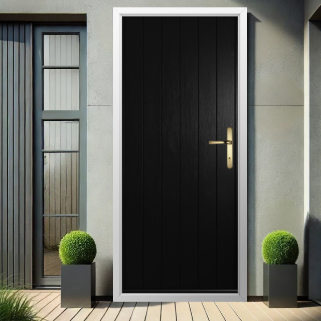 Solidor Ancona Solid Composite Contemporary Door In Black Thumbnail