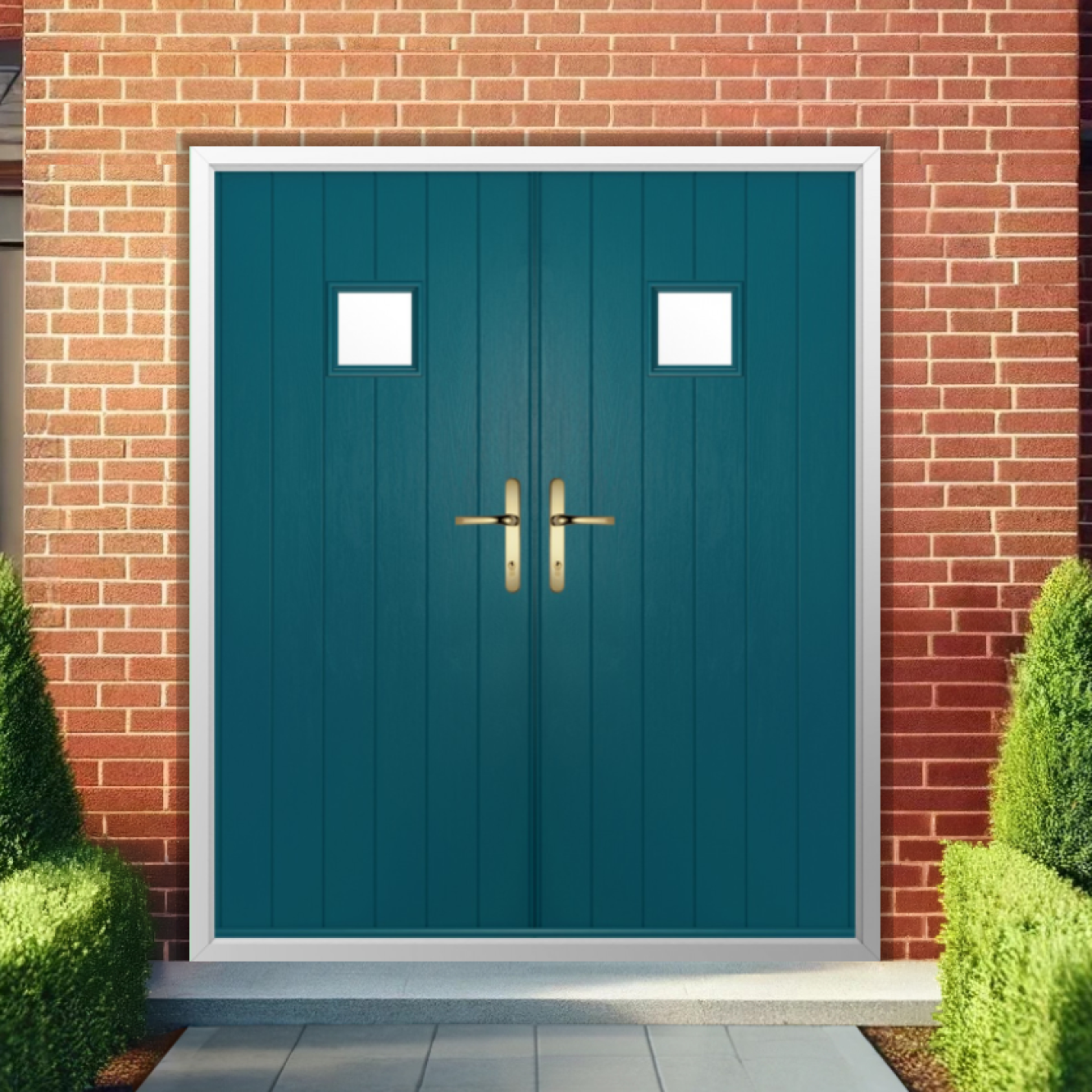 Solidor Flint Square Composite French Door In Peacock Blue Image