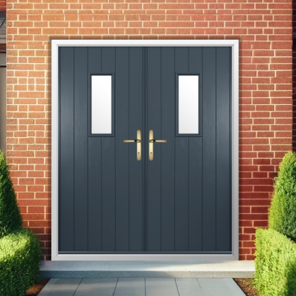 Solidor Flint 2 Composite French Door In Anthracite Grey