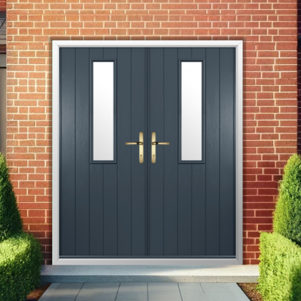 Solidor Flint 4 Composite French Door In Anthracite Grey