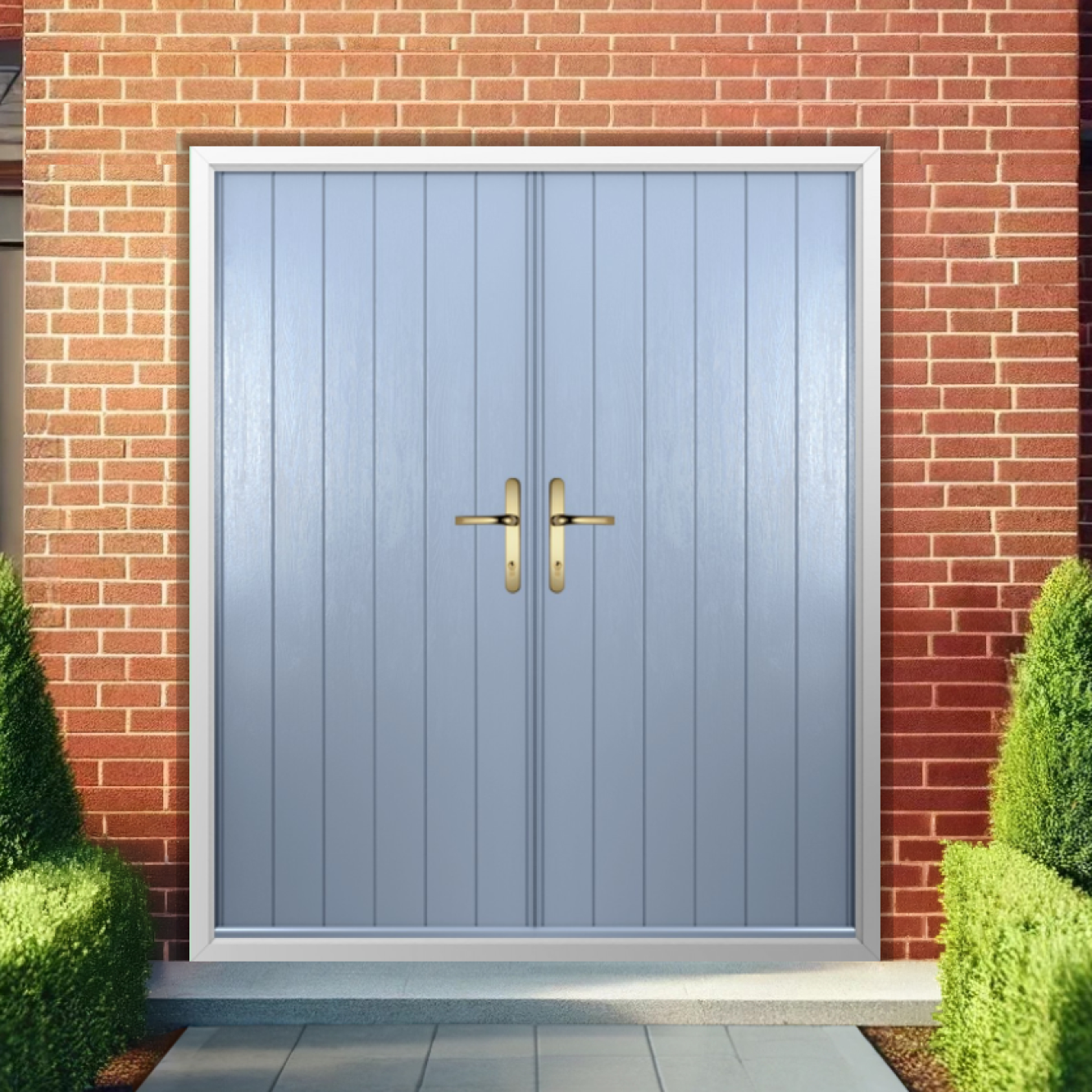 Solidor Flint Solid Composite French Door In Duck Egg Blue Image