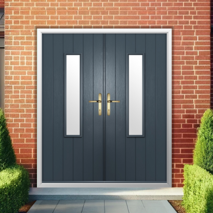 Solidor Flint 5 Composite French Door In Anthracite Grey