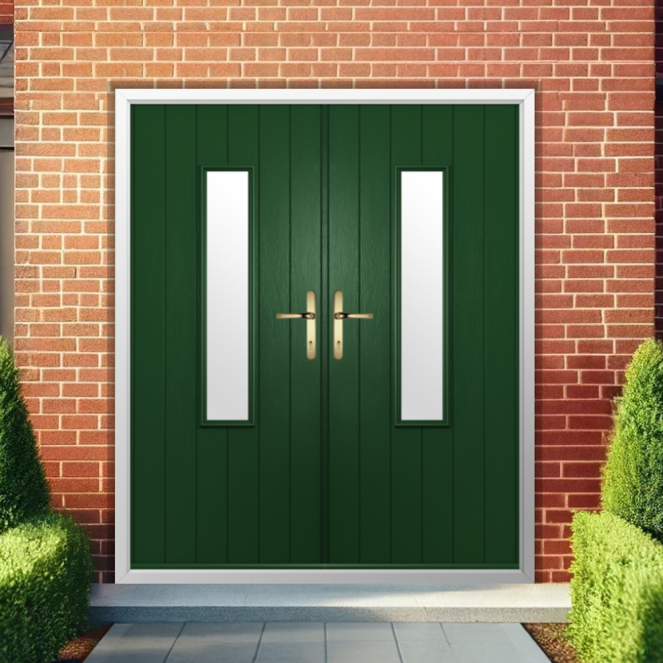 Solidor Flint 5 Composite French Door In Green Image