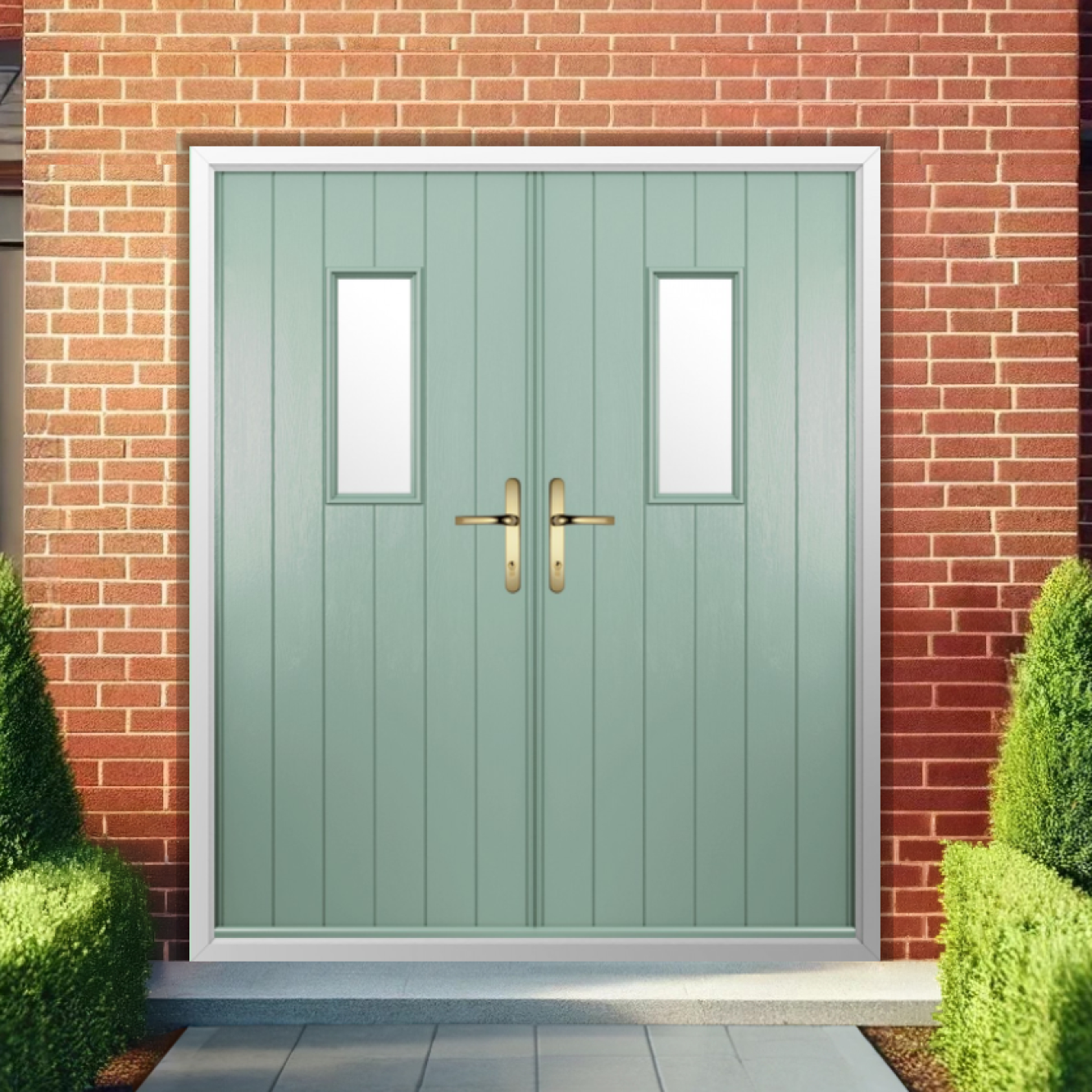 Solidor Ancona Composite French Door In Chartwell Green Image