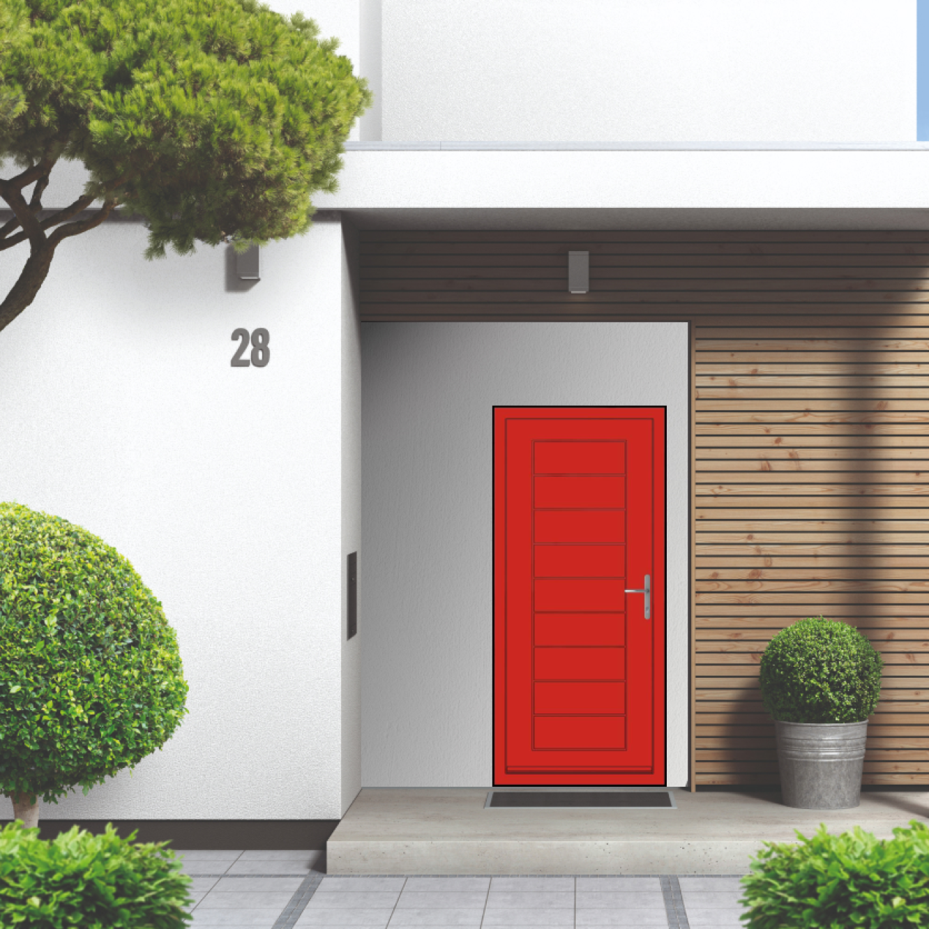 Smart Signature Portobello Aluminium Composite Door In Vermilion (RAL 2002T) Image