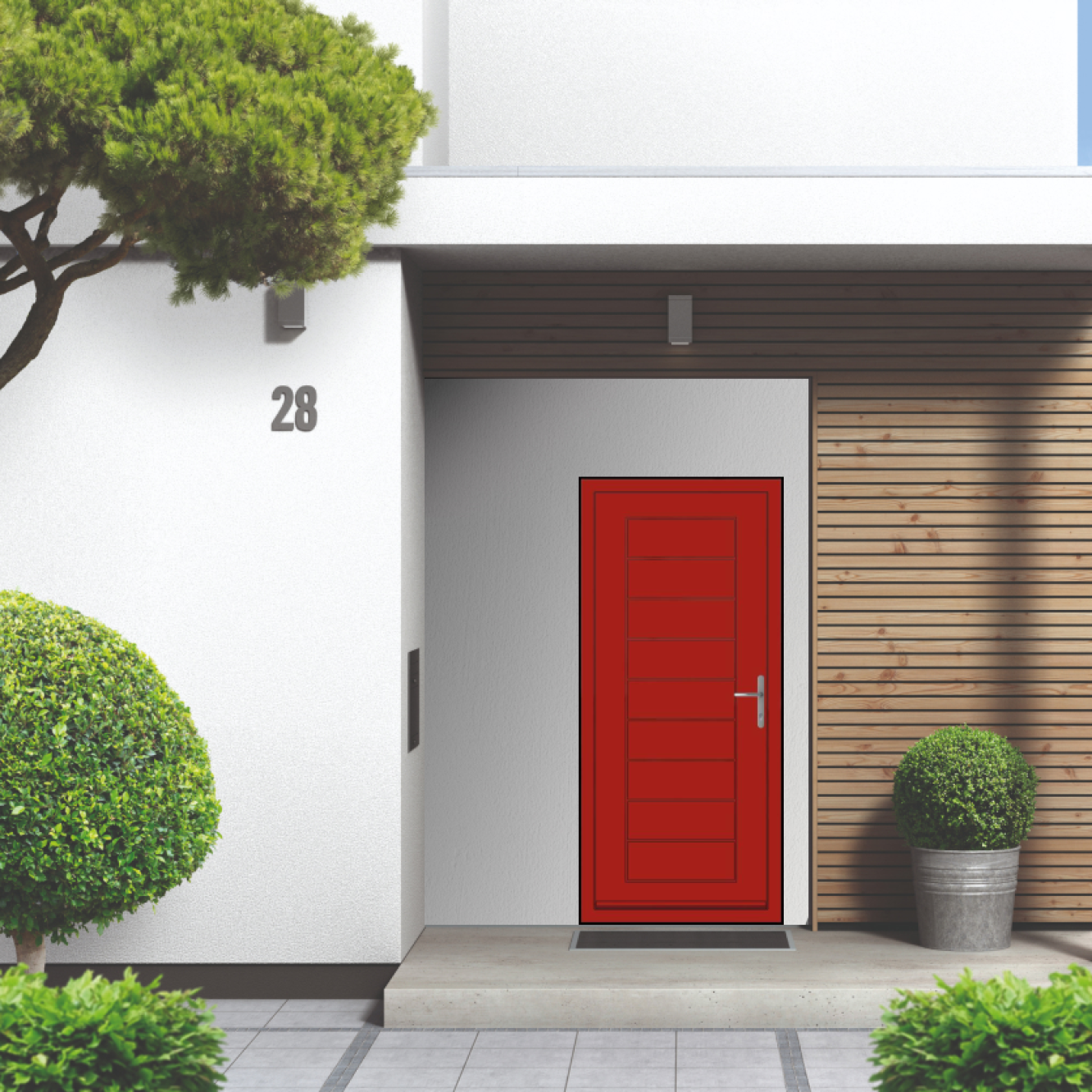 Smart Signature Portobello Aluminium Composite Door In Signal red (RAL 3001T) Image
