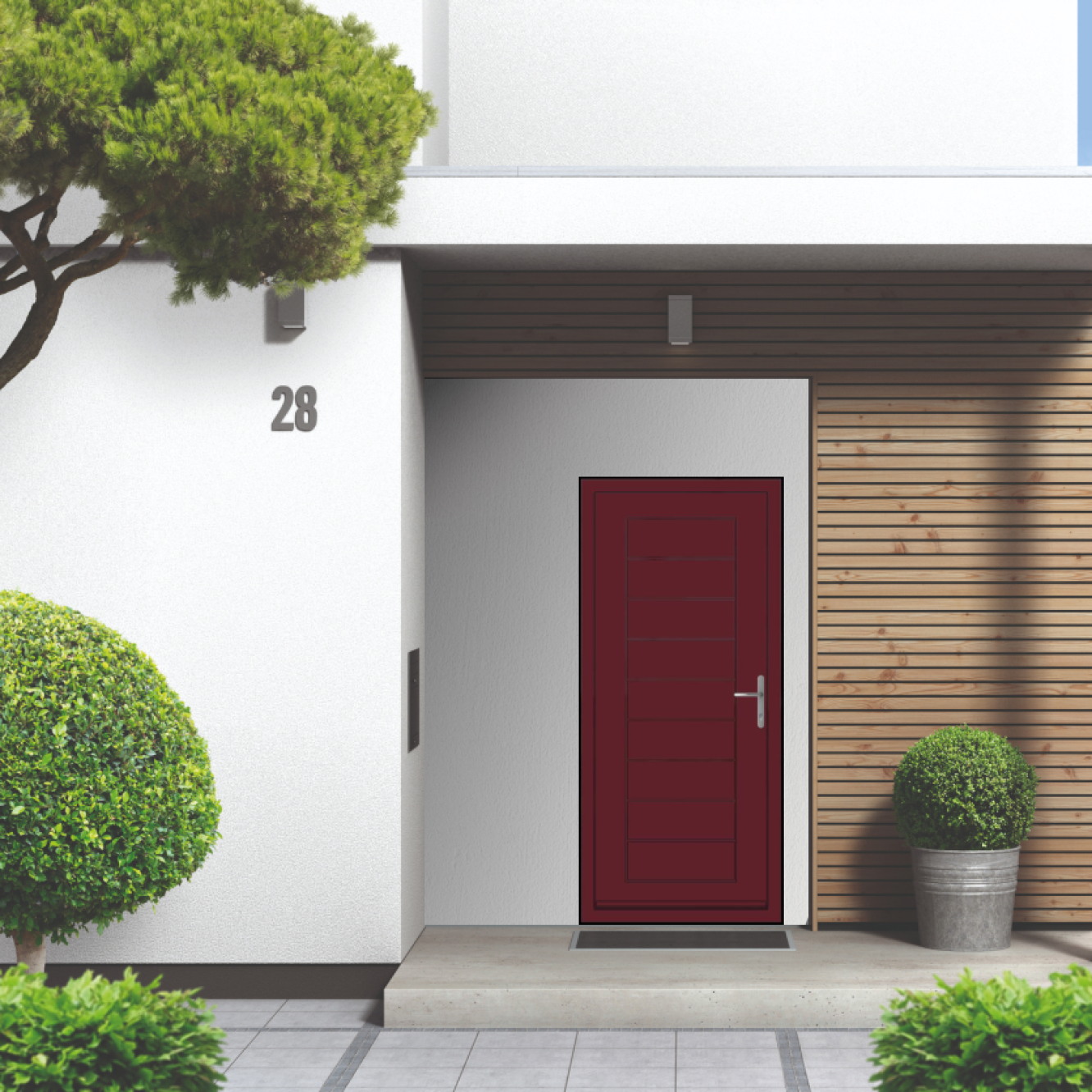 Smart Signature Portobello Aluminium Composite Door In Wine red (RAL 3005T) Image