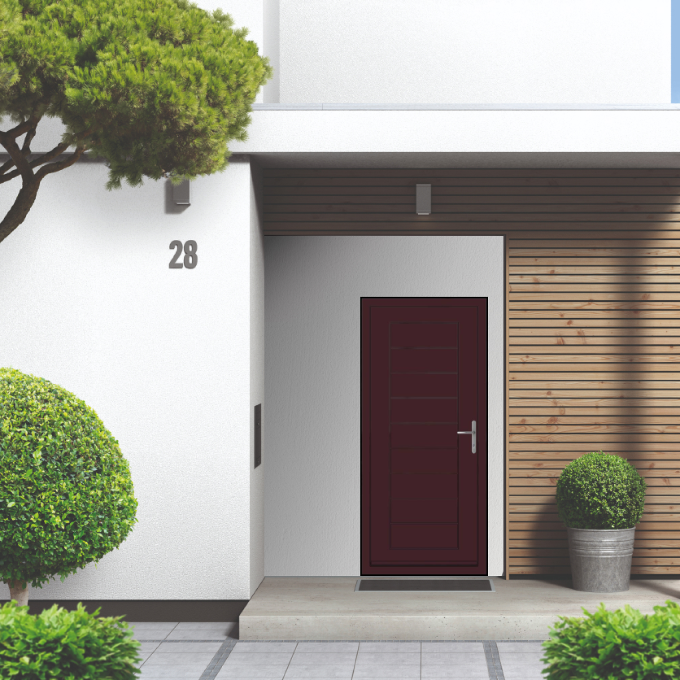 Smart Signature Portobello Aluminium Composite Door In Black red (RAL 3007T) Image