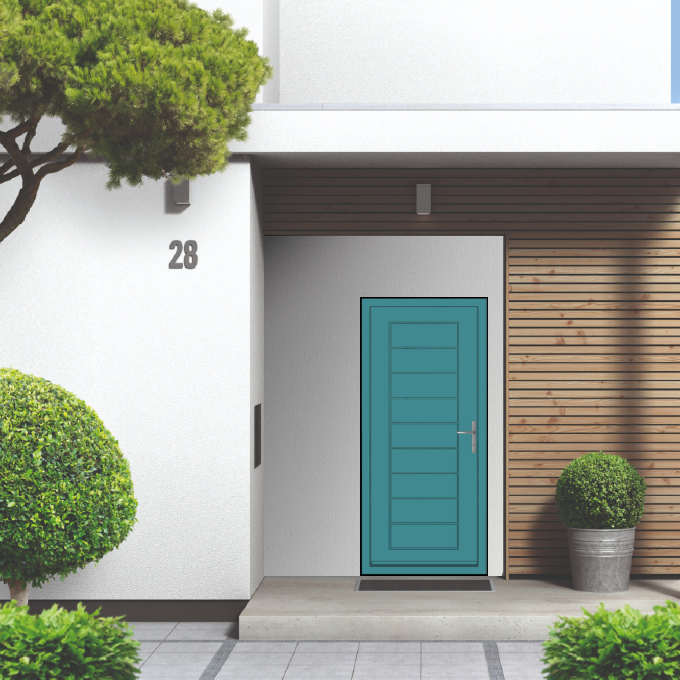 Smart Signature Portobello Aluminium Composite Door In Turquoise blue (RAL 5018T) Image