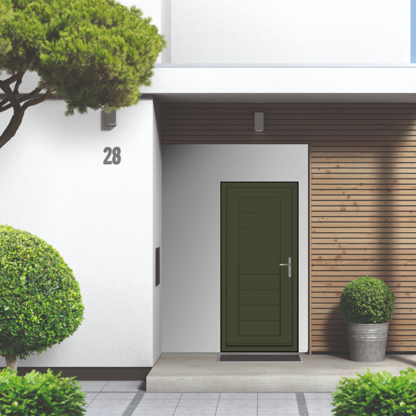 Smart Signature Portobello Aluminium Composite Door In Olive green (RAL 6003T) Image