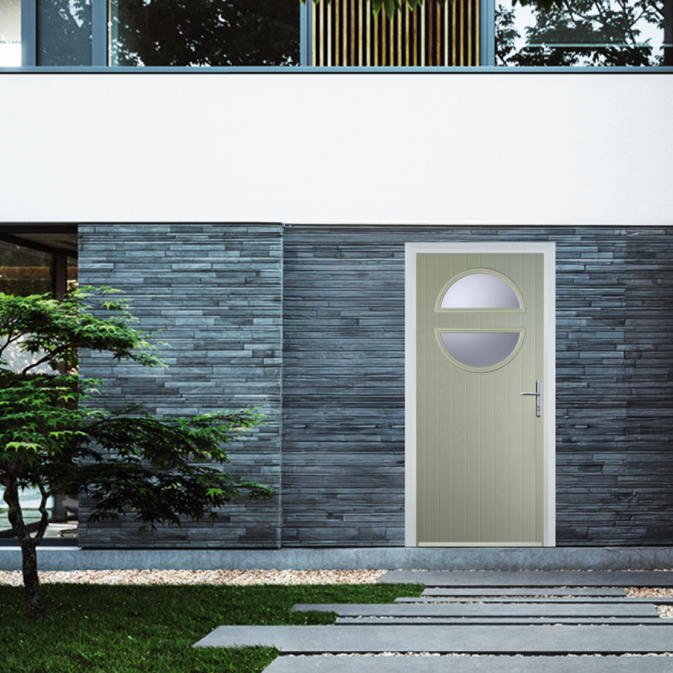 Door Stop Circle (X) Composite Contemporary Door In Pebble Grey Image