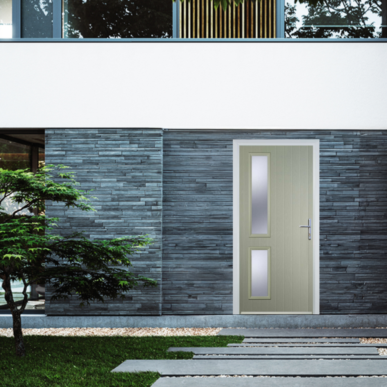 Door Stop Twin Side (ZH) Composite Contemporary Door In Pebble Grey Image