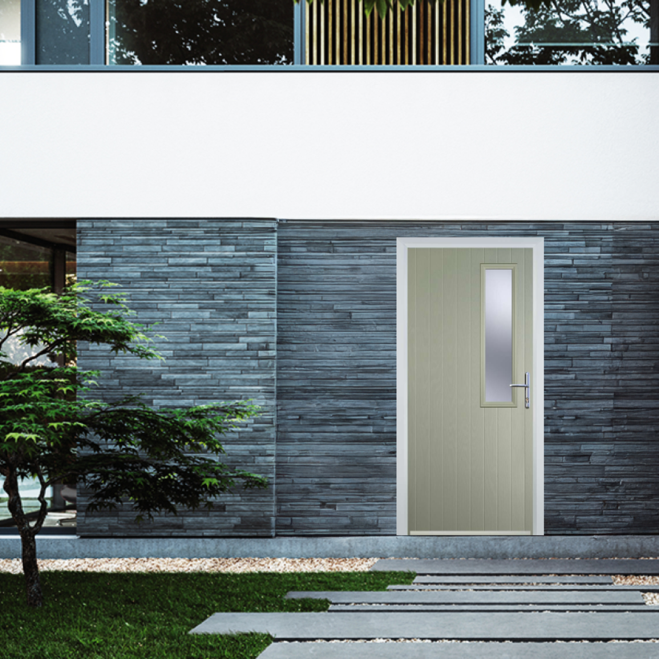 Door Stop Mid Square (56) Composite Contemporary Door In Pebble Grey Image