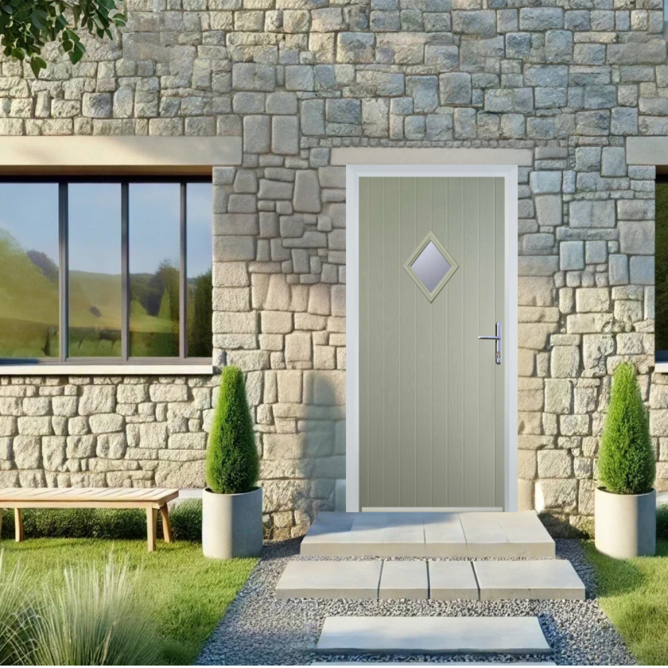 Door Stop Diamond (P) Composite Cottage Door In Pebble Grey Image