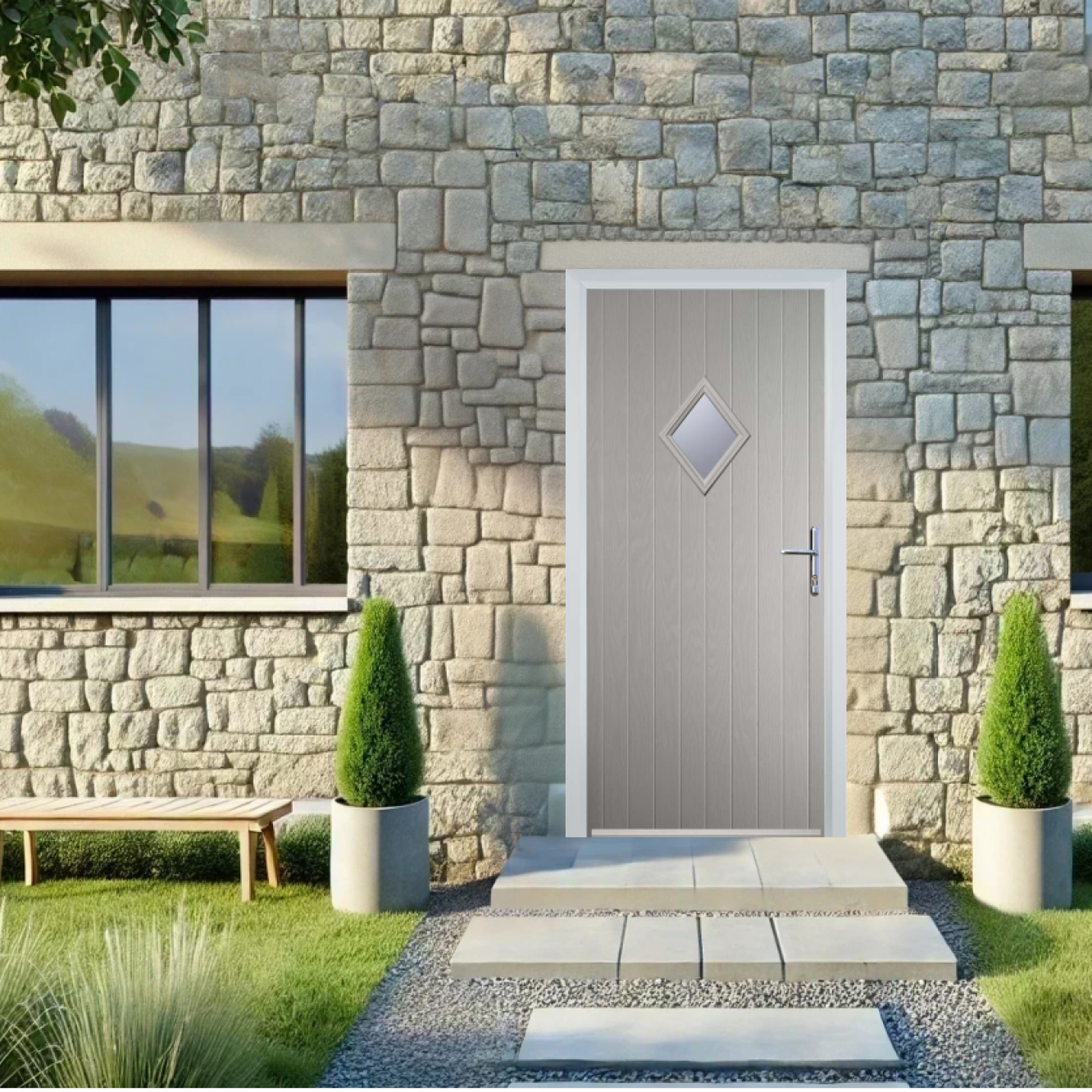 Door Stop Diamond (P) Composite Cottage Door In Agate Grey Image