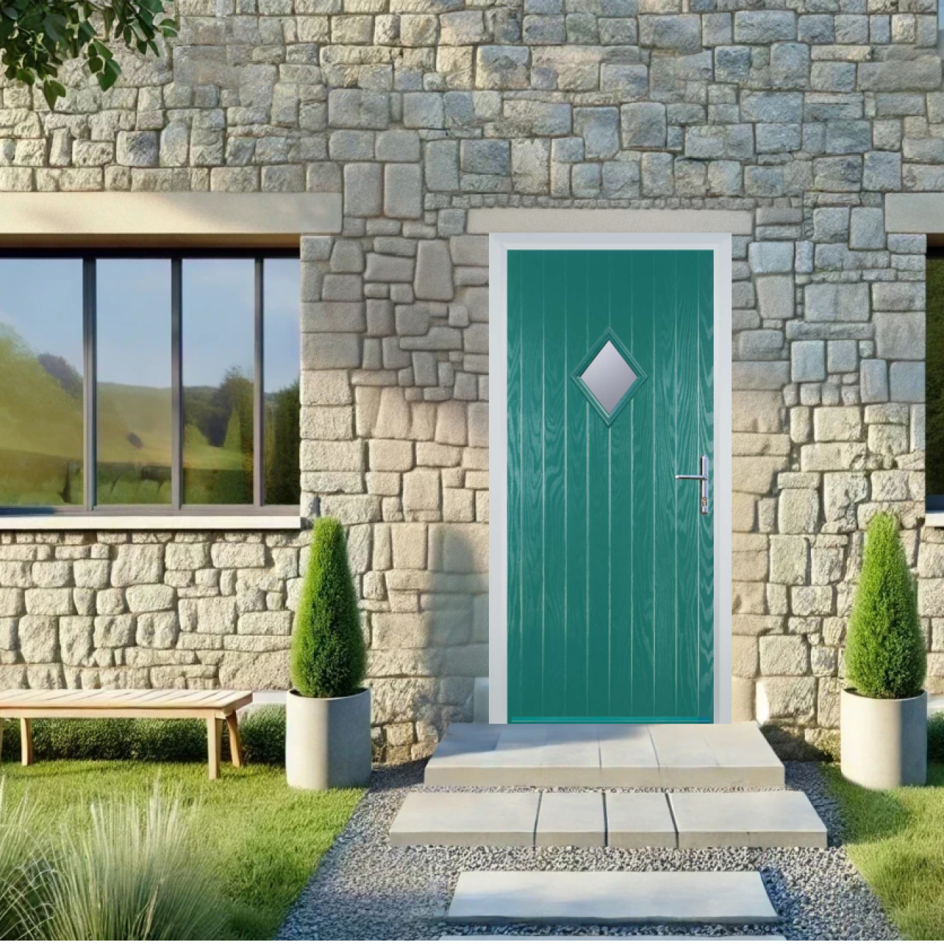 Door Stop Diamond (P) Composite Cottage Door In Turquoise Blue Image