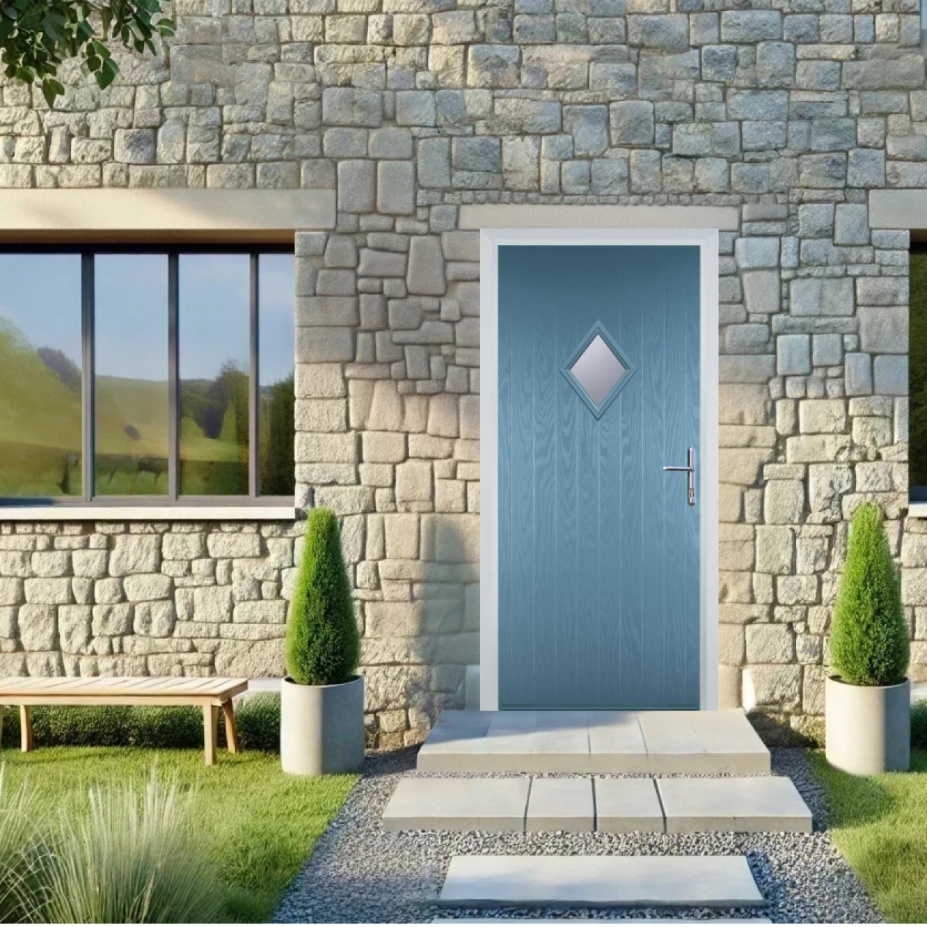 Door Stop Diamond (P) Composite Cottage Door In Pastel Blue Image