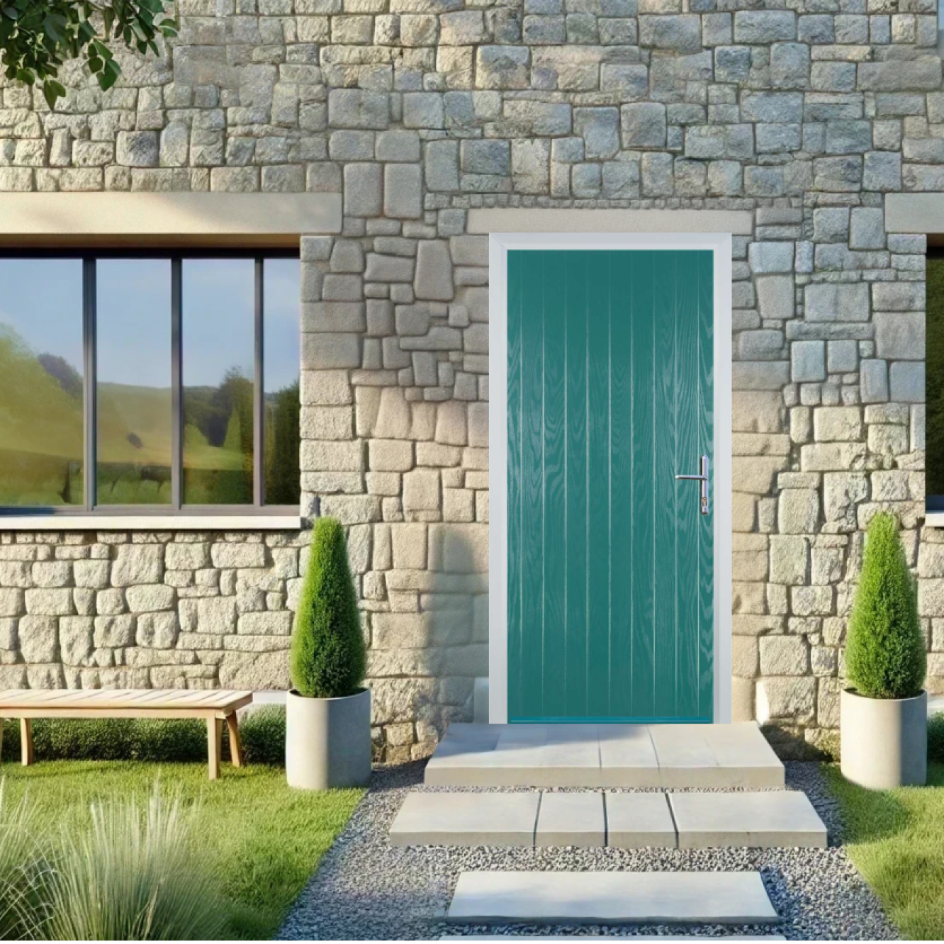 Door Stop Cottage (R) Composite Cottage Door In Turquoise Blue Image
